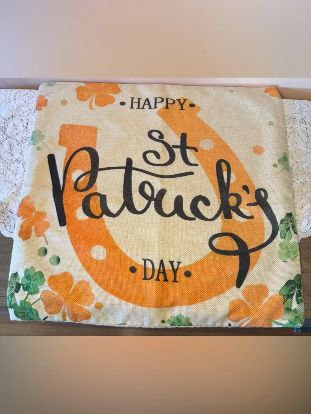 St. Patrick's Day Decorative Pillow Cover - Orange & Green
